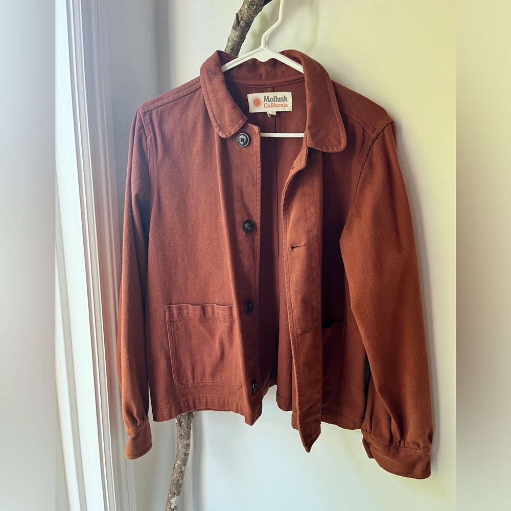 Burnt Orange Canvas Button-up Collared Women’s Utility Jacket Coat